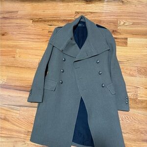Balmain X H&M Men's Double-Breasted Green Wool Military Coat